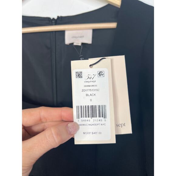 NWT Cinq A Sept Dorina Balloon Long Sleeve Fit & Flare Black Mini Dress Size: 0 - Picture 8 of 12